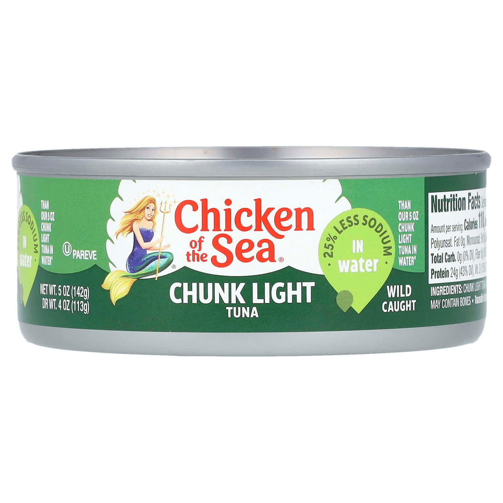 Chicken of the Sea, легкие кусочки тунца, в воде, 142 г (5 унций)