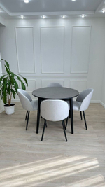 Круглый раздвижной стол "Бетон" и 4 стула Элион