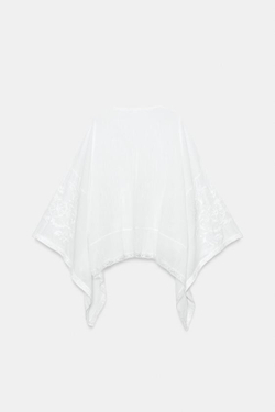 ZARA БЛУЗА-КЕЙП С ВЫШИВКОЙ — ZW COLLECTION, БЕЛЫЙ