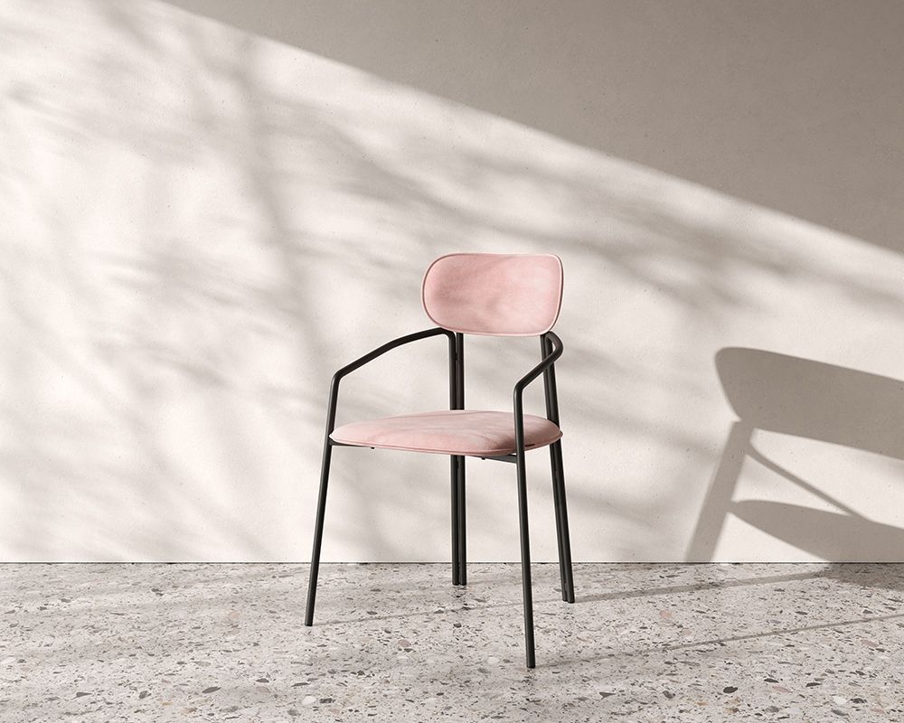 Стул Ror, Round, велюр, черный/розовый