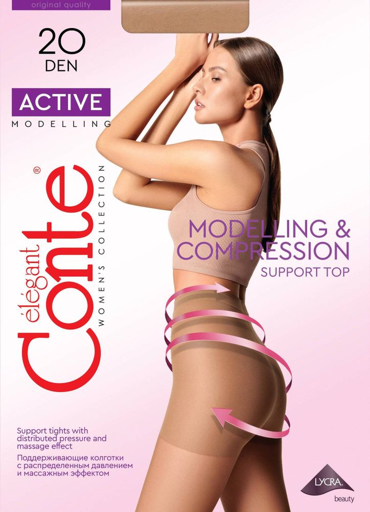 CONTE ELEGANT ACTIVE колготки с массажн.эффект. 20 den natural р.4