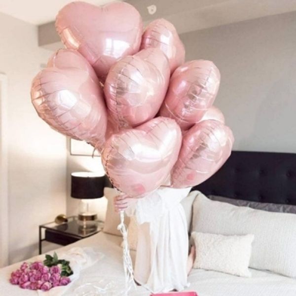 Огромные розовые шары в форме сердца 10 шт. 026