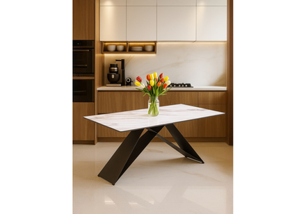 Стол стеклянный Woodville Ноттингем 180х90х74 оптивайт, черный