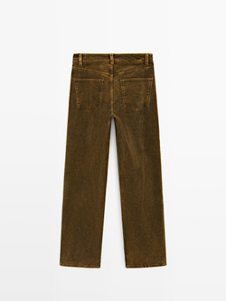Massimo Dutti Брюки прямого кроя из вельвета, окрашенного сернистым красителем, горчично-желтый