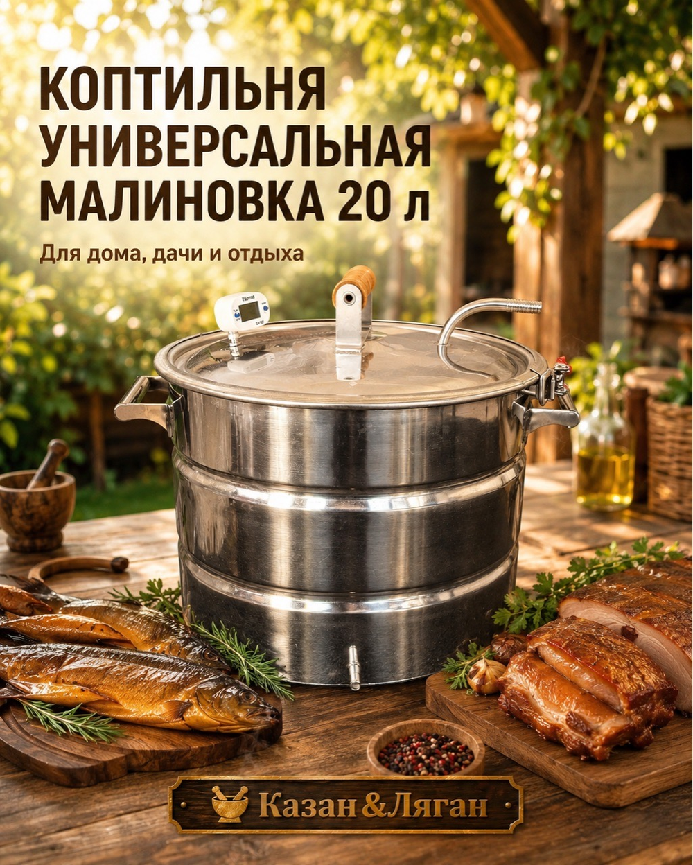 Коптильня Универсальная МАЛИНОВКА PROFI 20л