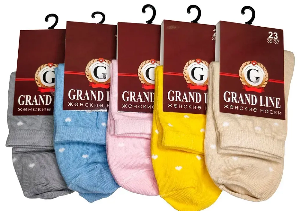 Носки женские GRAND LINE (Ж-98, сердечки), р. 25 (new)