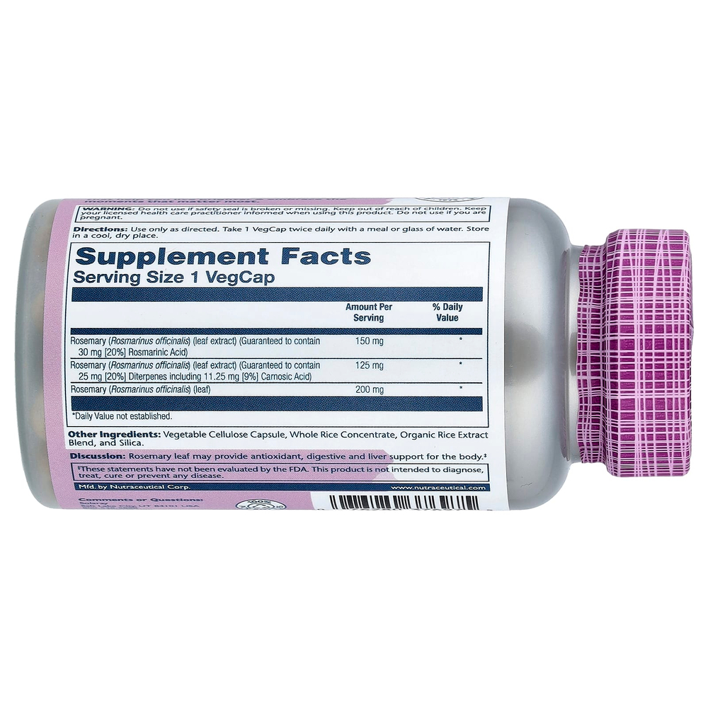 Solaray, Vital Extracts, розмарин, 45 капсул на растительной основе