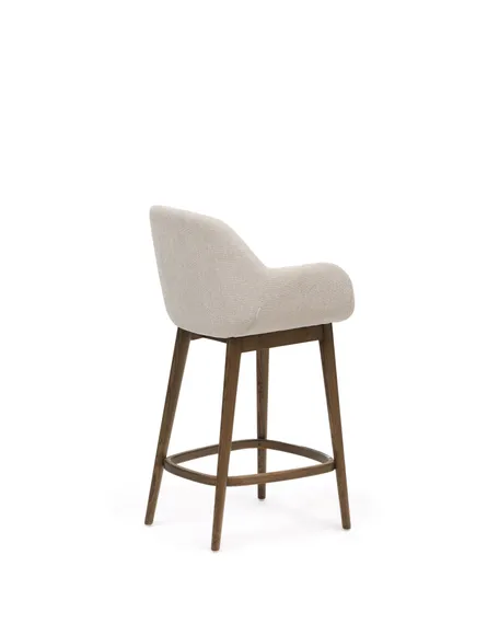Полубарный стул Konna 65 см бежевый с ножками из темного ясеня