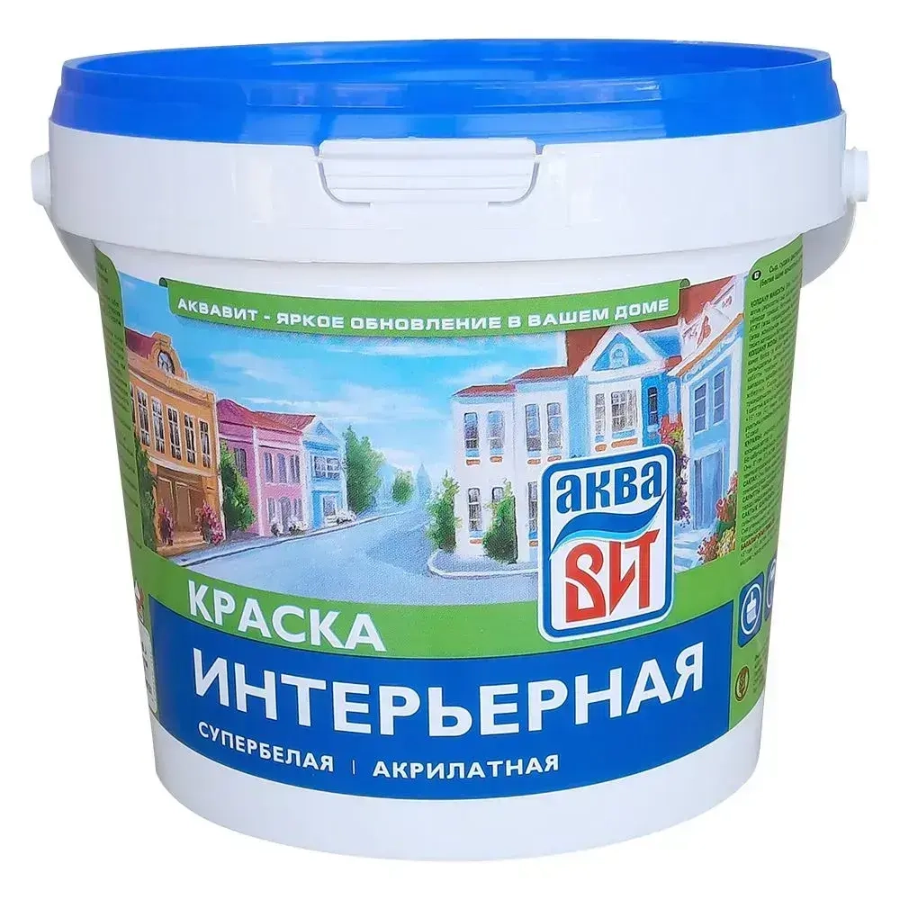 Краска водно-дисперсионная ВАК-14 интерьерная супербелая, АкваВИТ 6 кг (ведро)