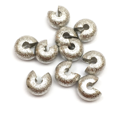 Бусины укрывные фактурные 7х6 мм (2 шт), родий