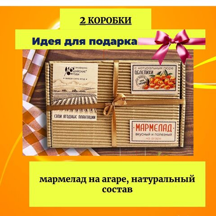 Набор 2 шт. мармелад из облепихи на агаре, без ГМО, без консервантов, ароматизаторов и красителей, Шуйские ягоды, 250г