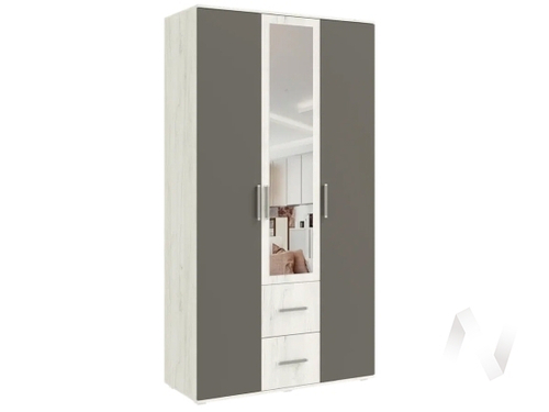 Шкаф 3-х ств (1200) Спальня Фиеста NEW (дуб крафт белый/графит)