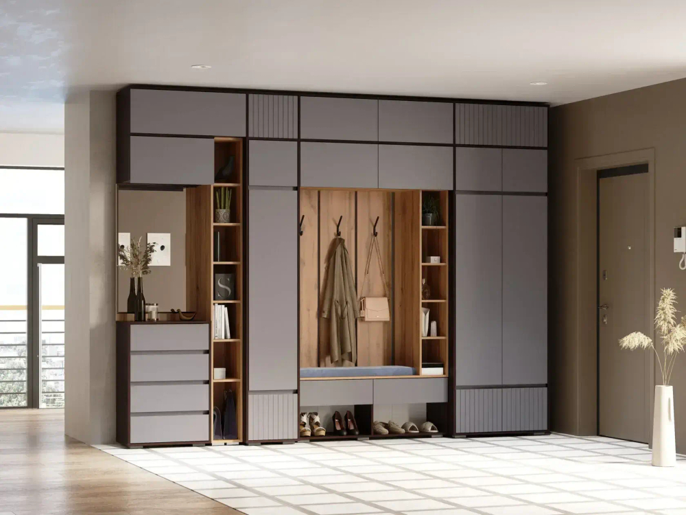 Прихожая Woodville Роут венге, дуб вотан, графит софт