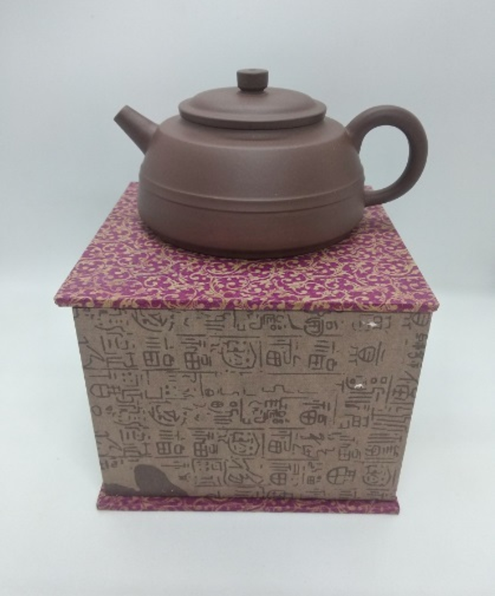 259038 Чайник ИСИН "Сянь Юань - Линия по кругу" 250мл, глина коричневый