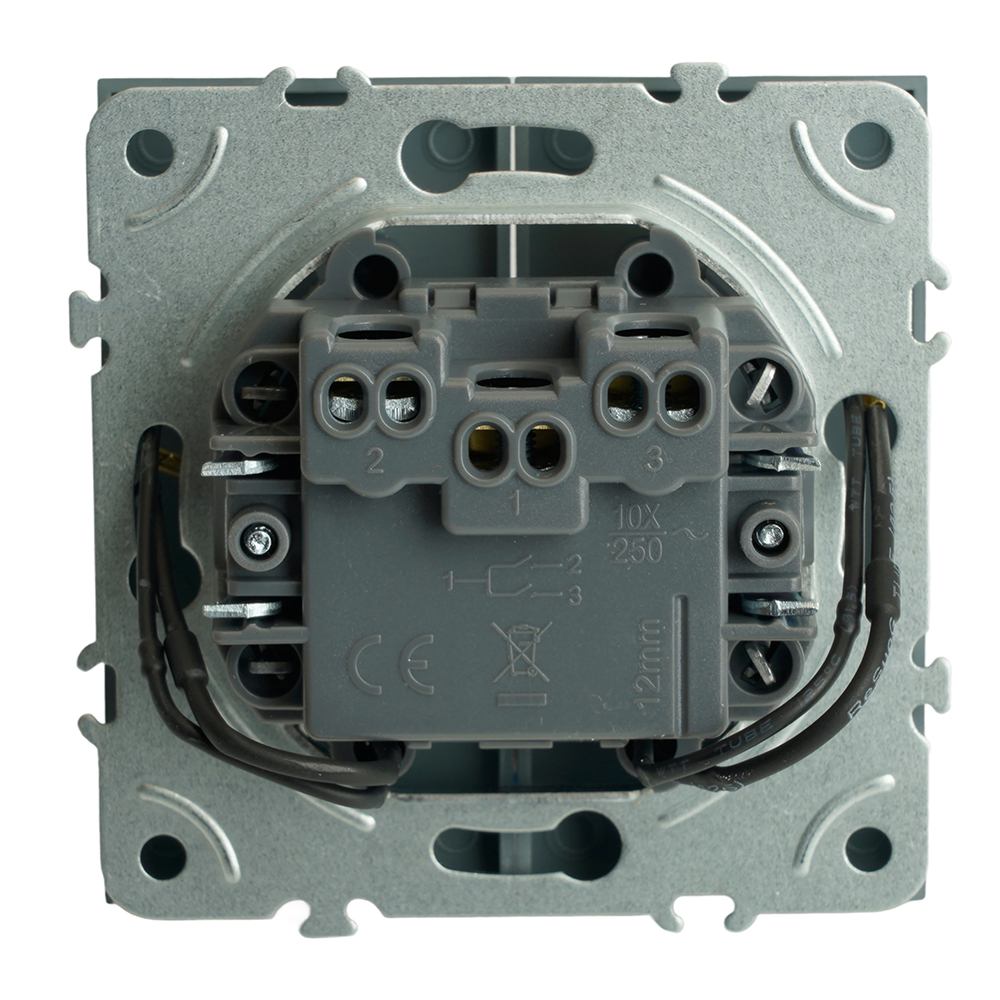 Выключатель 2-клавишный c индикатором (механизм), STEKKER, 250В, 10А, серия Эмили, RSW10-5102-10, платиново-серый, soft touch 49942