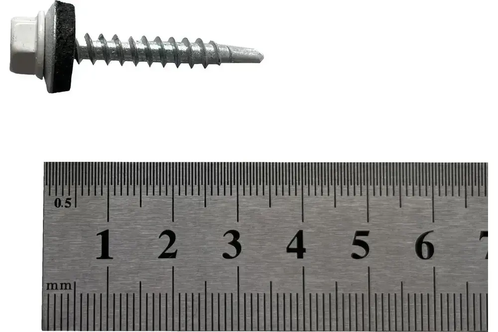 Саморез кровельный с шайбой EPDM, уменьшенное сверло, RAL 9003 4,8*35 (250 шт.) "BEFAST"