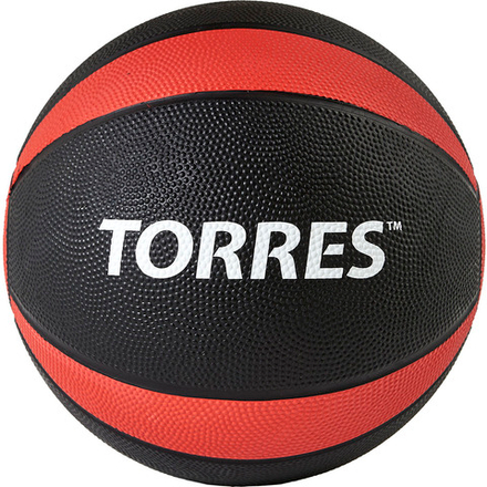 Медбол TORRES 6 кг, AL00226, резина, диаметр 23,8 см, черно-красный