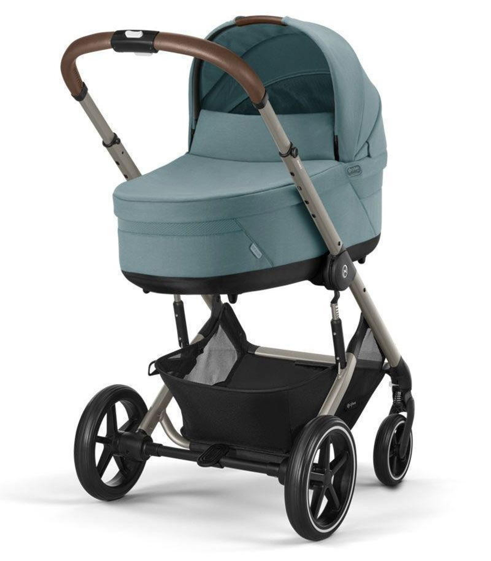 Коляска Cybex Balios S Lux TPE complete Aton S2 Moon Black 3 в 1 Stormy Blue с дождевиками