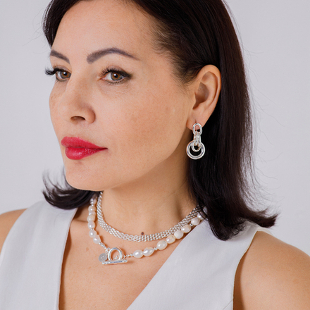 Колье Fiore Luna String of Pearls Сarabiner BL4507 S