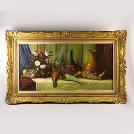 Винтаж: Натюрморт с фруктами и дичью