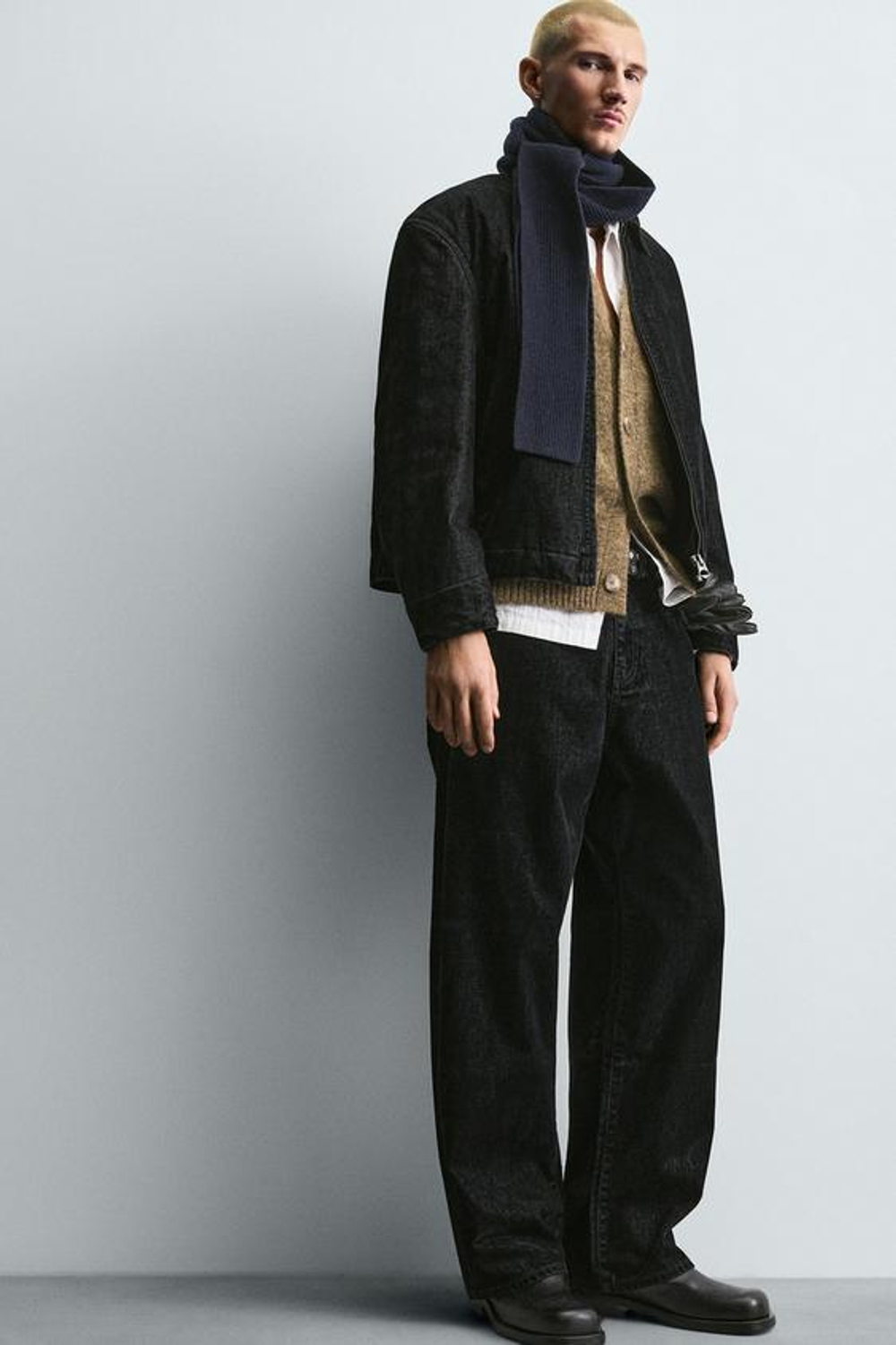 ZARA ВЕЛЮРОВЫЕ БРЮКИ RELAXED FIT, ЧЕРНЫЙ