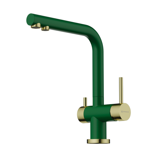 смеситель для кухни Omoikiri Nagano-RG-LG латунь/royal green/светлое золото
