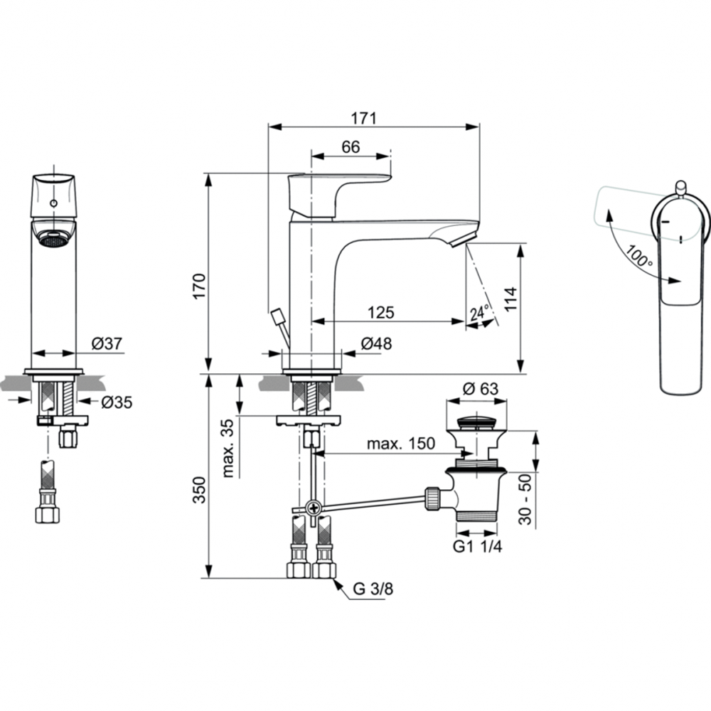 Смеситель Ideal Standard  CONNECT AIR A7013AA для умывальника