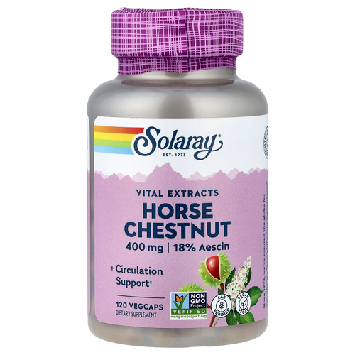 Solaray, Vital Extracts, конский каштан, 400 мг, 120 растительных капсул