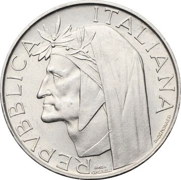 500 лир 1965 Италия «700 лет со дня рождения Данте Алигьери»