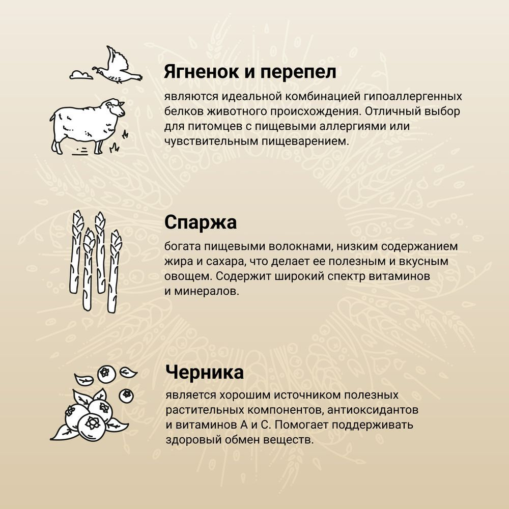 Сухой корм CRAFTIA NATURA для взрослых собак средних и крупных пород из ягненка с перепелкой 640 г