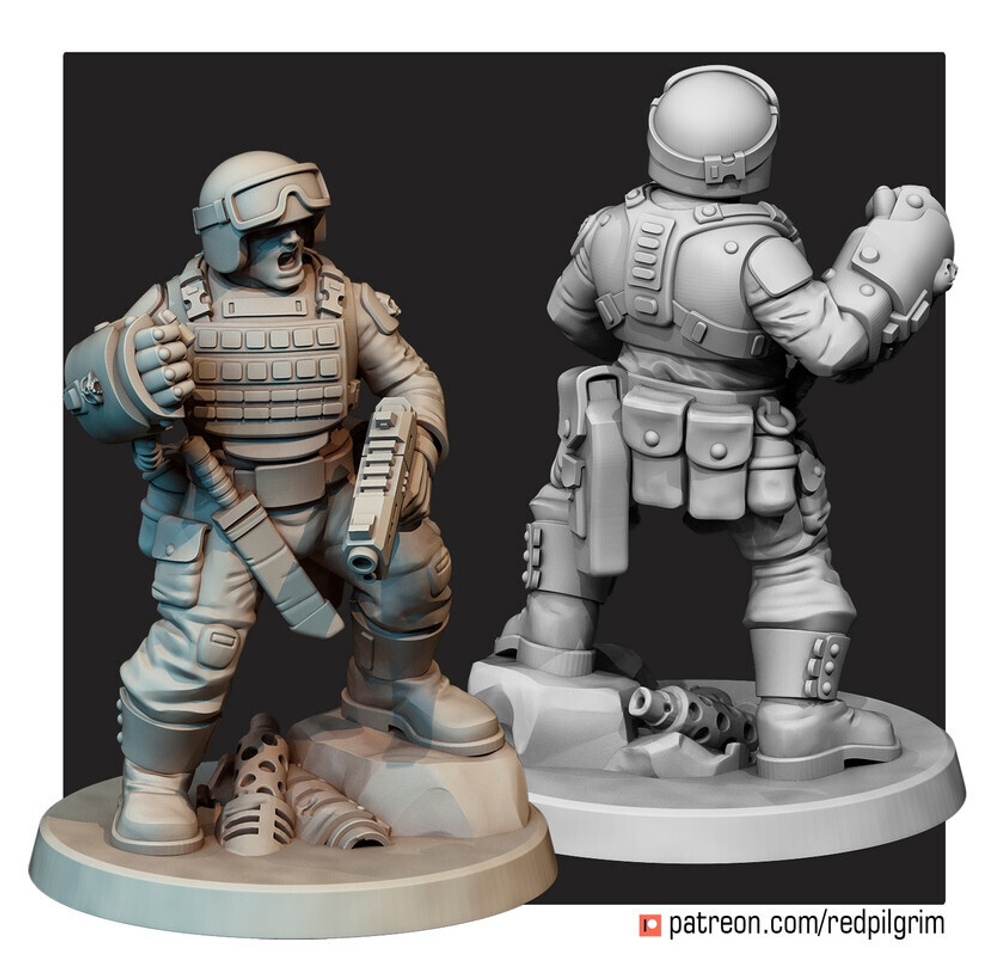 Astra Militarum Сержант с силовым кулаком миниатюра для AOS,Waha, Настольная игра, НРИ, Варгейм, РПГ
