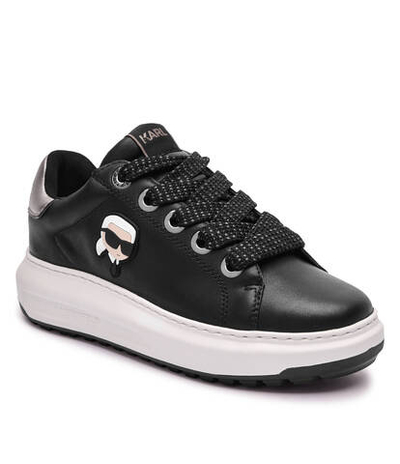 Кожаные кроссовки Karl Lagerfeld - черный(KL67530)