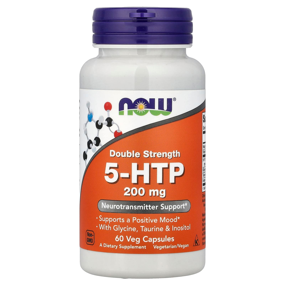 NOW Foods, 5-HTP с глицином, таурином и инозитолом, 60 растительных капсул