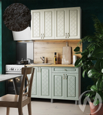 Кухня Вильма 1.2м (корпус белый/айвори; васаби) 26мм кастилло темный