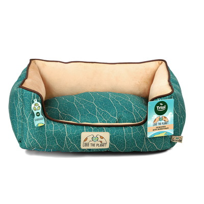 Лежанка прямоугольная "Клён" M, изумрудно-песочная, 610*460*180мм, серия LOVE THE PLANET, Triol