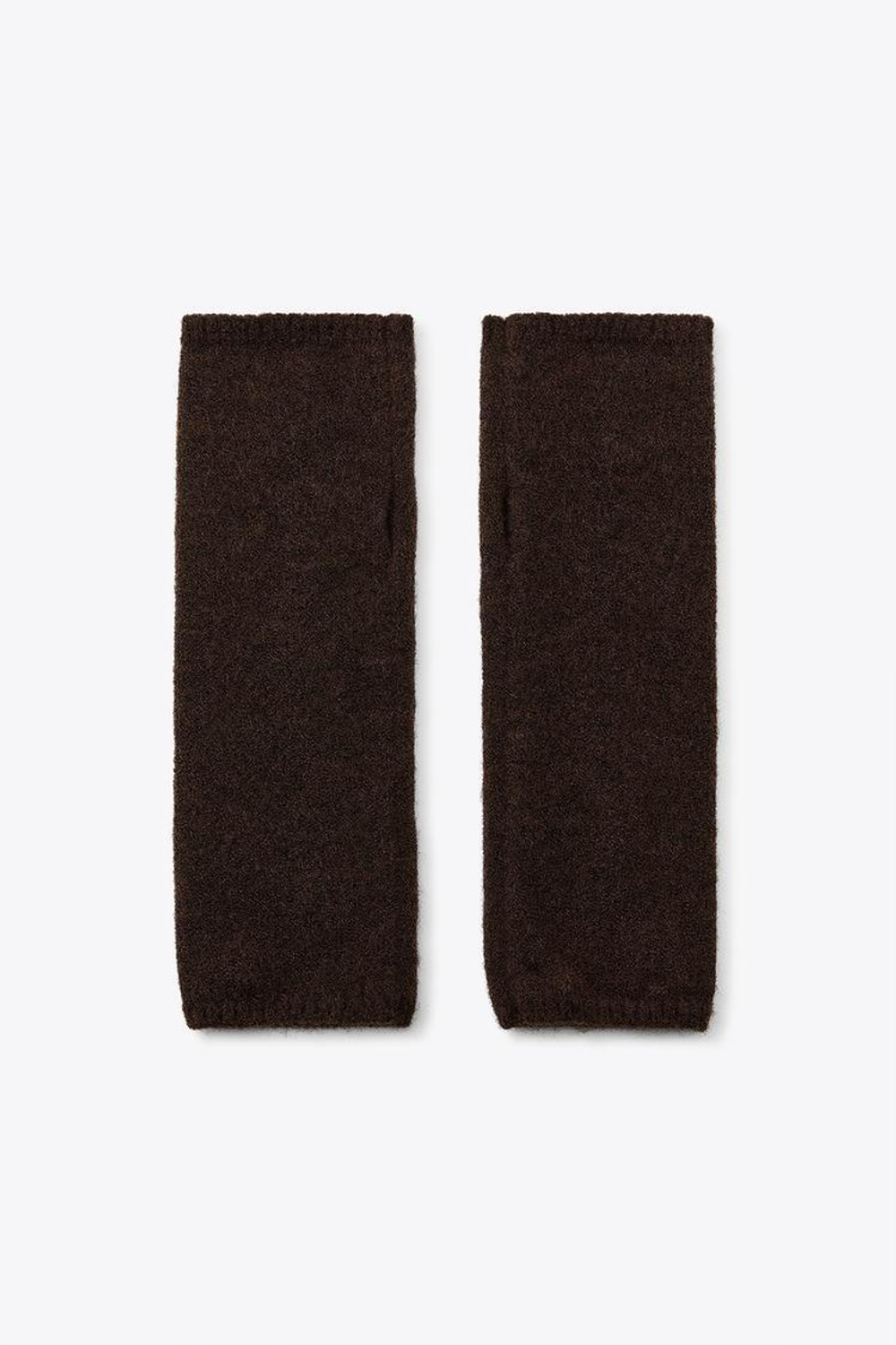 ZARA ТРИКОТАЖНЫЕ МИТЕНКИ С ЦВЕТОЧНОЙ ВЫШИВКОЙ, КОРИЧНЕВЫЙ