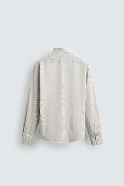 ZARA РУБАШКА REGULAR-FIT, БЕЛЫЙ/СЕРЫЙ