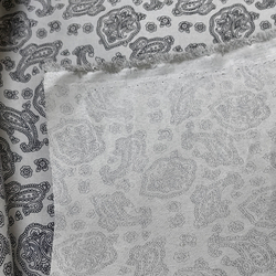 Ткань подкладочная сумочная Серая с огурцами