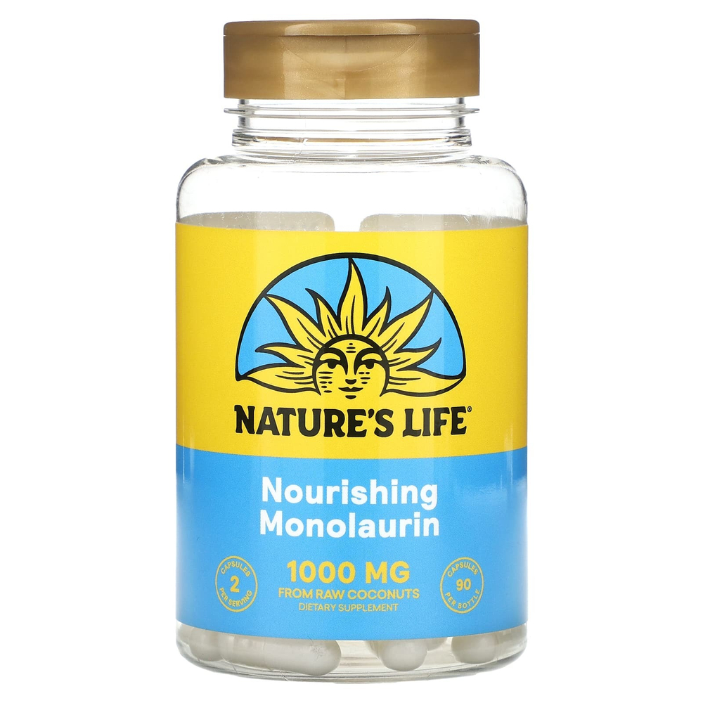 Nature's Life, питательный монолаурин, 90 капсул (500 мг в 1 капсуле)