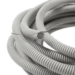 Труба гофрированная ПВХ 20 мм гибкая легкая с зондом серый 50 метров с протяжкой для прокладки кабеля и электропроводки