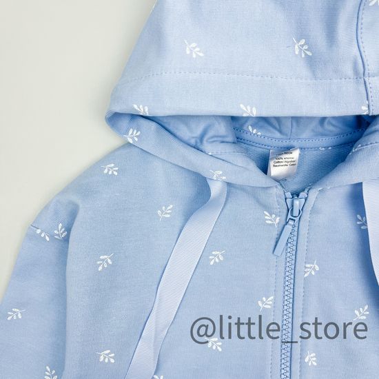 Толстовка на молнии "Грушевый сад" из футера, небесно-голубой