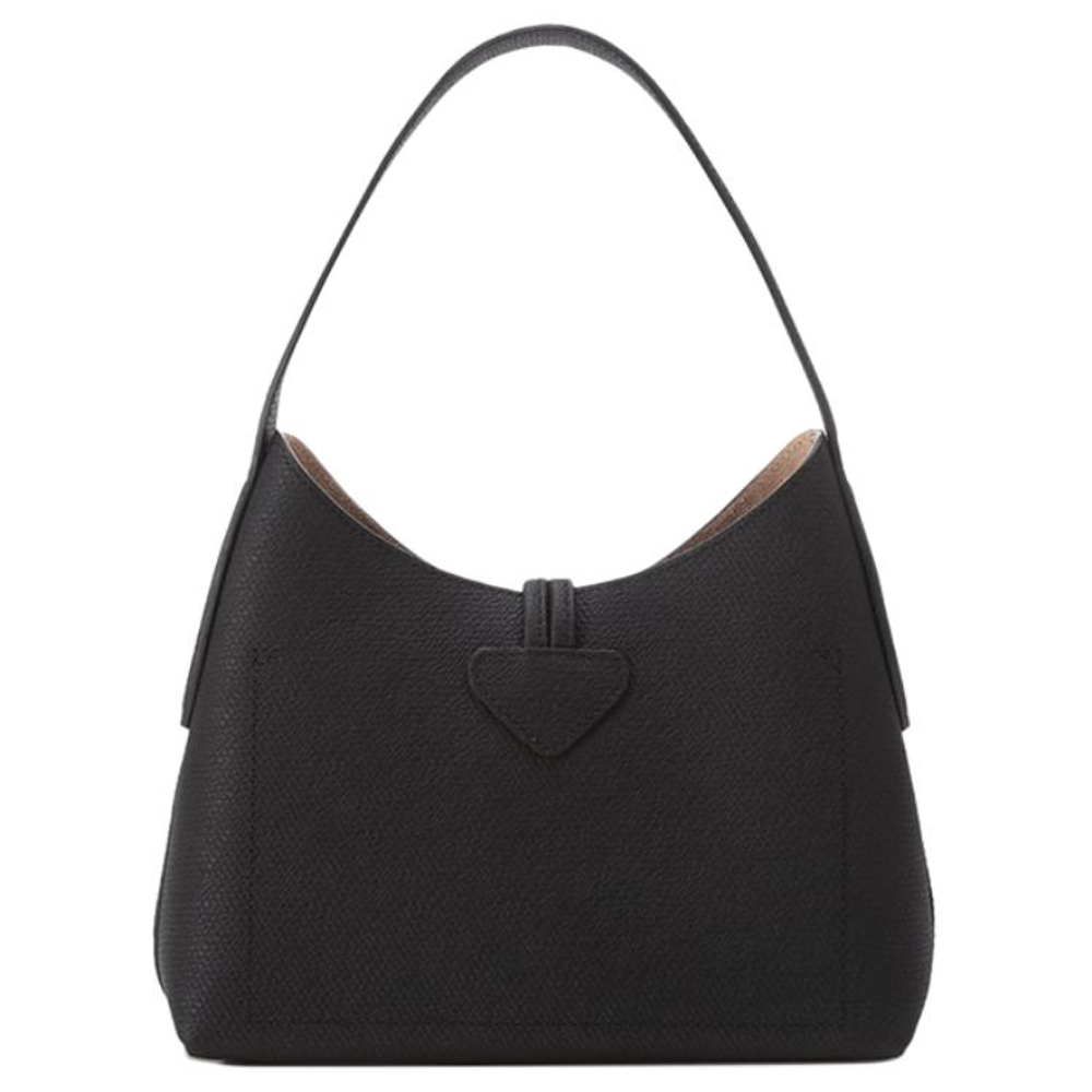 LONGCHAMP Le Roseau Cow Leather Beagle Bag Handbag, Shoulder Bag Small Women"s Black