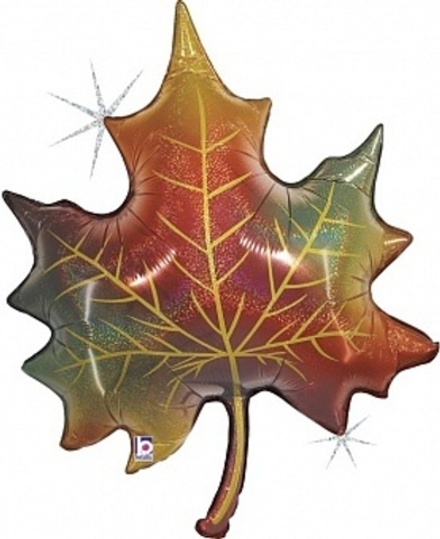 Г Фигура Осенний Кленовый лист Голография 35''/89 см.