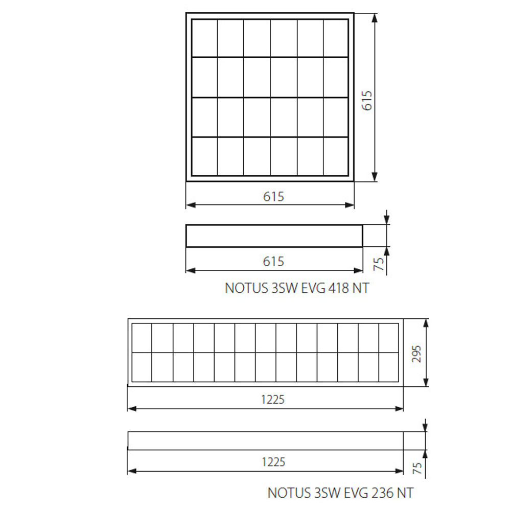 Светильник растровый накладной KANLUX NOTUS 3WS EVG 2х36 NT