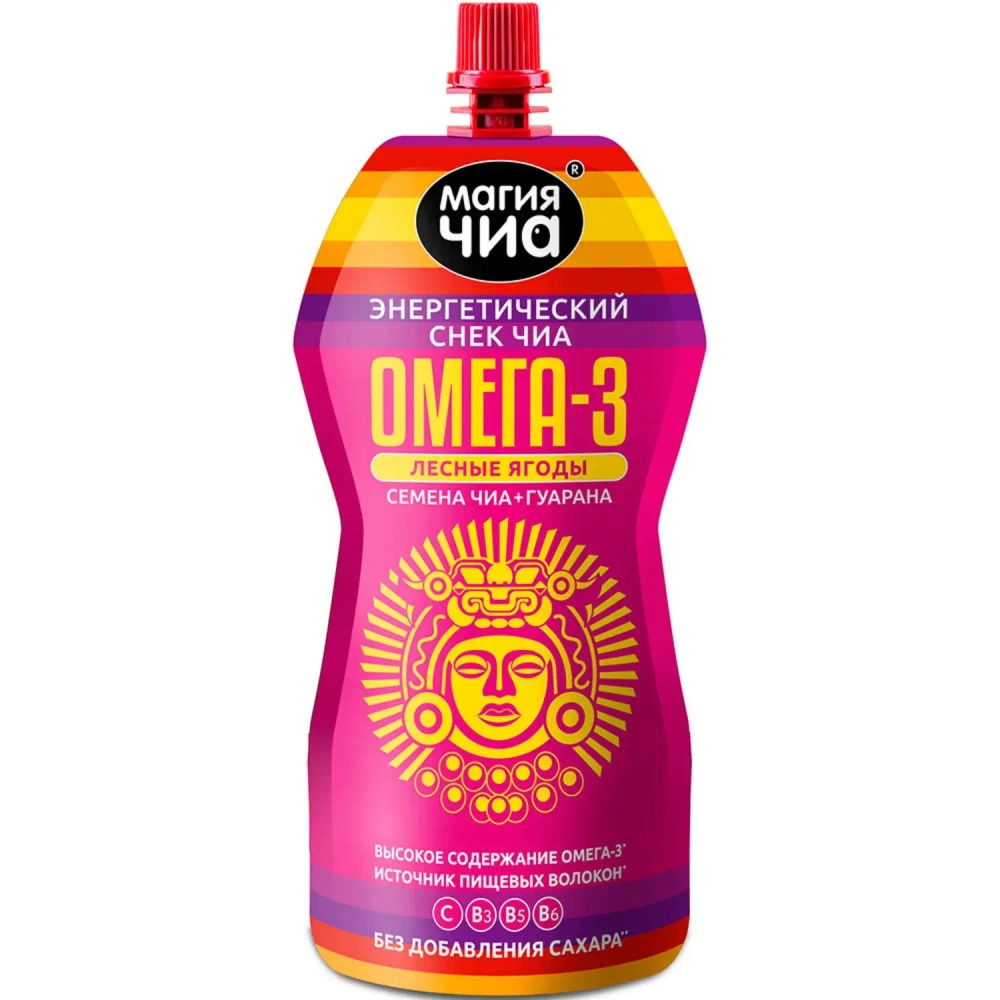 Энергетический снек Чиа Омега-3 Лесные ягоды МАГИЯ ЧИА, 200 г, упаковка спереди