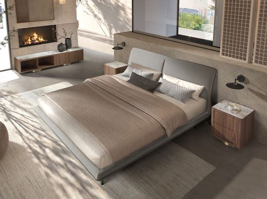 Кровать 7221 из темно-серой ткани для матраса 180 x 200 см