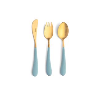 Набор столовых приборов Cutipol Alice Turquoise Gold 3пр бирюзовый ALI.3.TGB