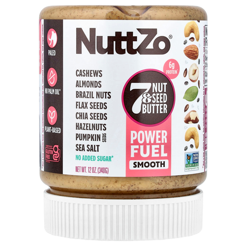 Nuttzo, Power Fuel, масло из 7 орехов и семян, гладкое, 340 г (12 унций)