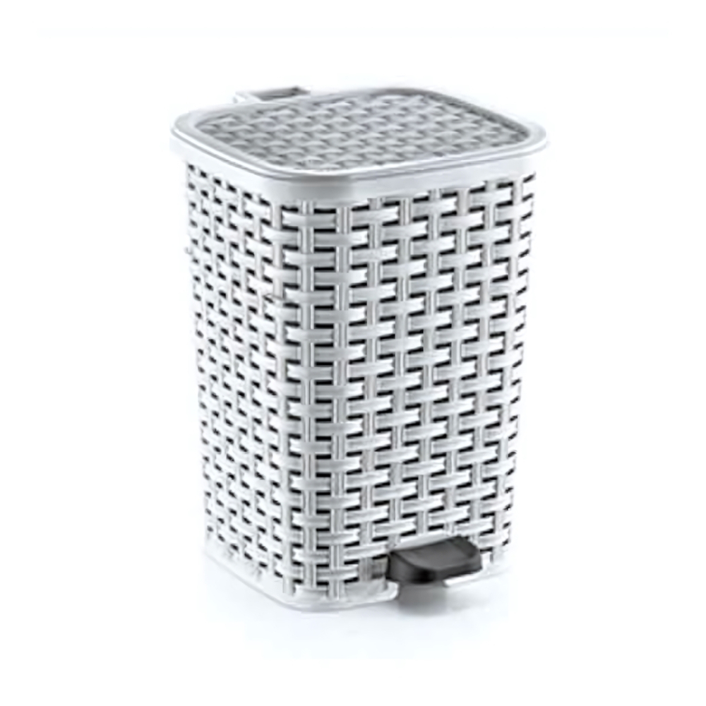 Мусорное ведро с педалью 26л "Плетенка" белый 01054