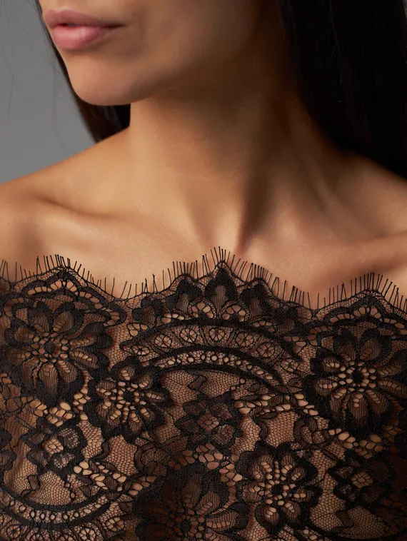 01-39 Кружево шантильи 19-22 см, черный